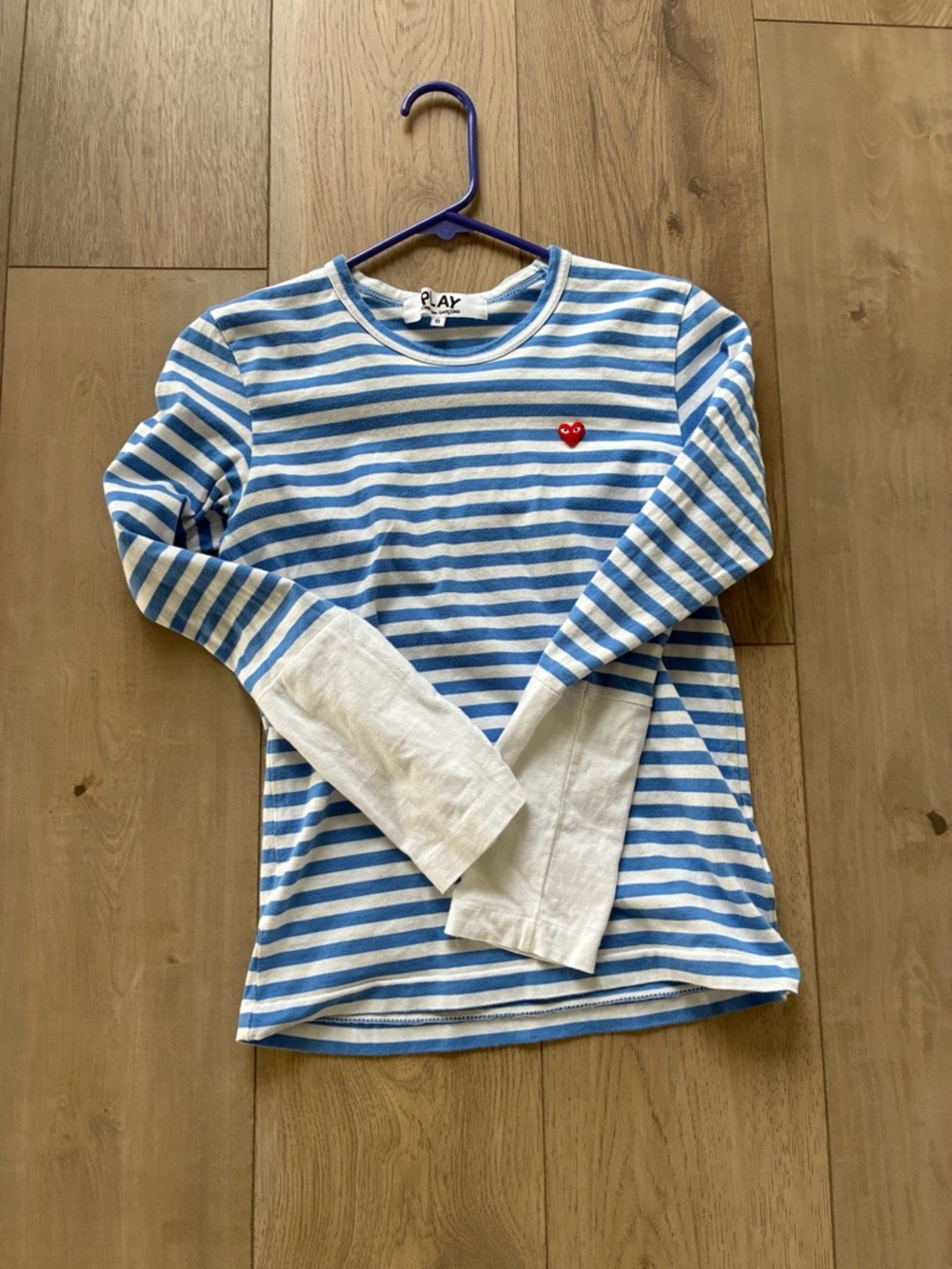 Stripe Long-Sleeve Tee in Blue and White